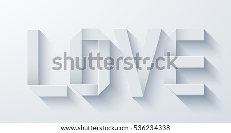 Vector modern love origami paper on light background. Valentines day concept