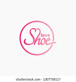 Vector modern love shoe logo for women  men and kids.Shoe icons brand mark collection isolated
