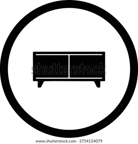 Vector Modern low cabinet or media console furniture icon silhouette Illustration