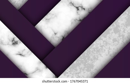 Vector moderno de papel de lujo cortado fondo con mármol abstracto y textura de piedra, ilustración de estilo 3d. Plantilla de cubierta violeta, formas geométricas