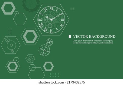 vector modern luxury wacth.geometric hexagon shape.abstract vector mechanical background.