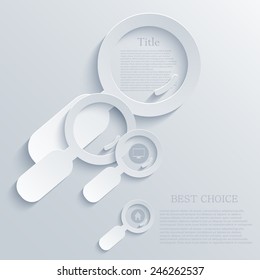 Vector modern magnifying glass light background. Eps10 illustration