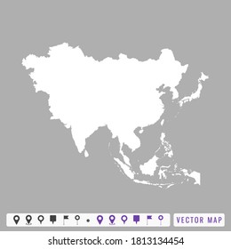 Mapa vectorial moderno de Asia