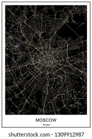 vector modern map of the city of Moscow, Russia