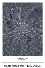 vector modern map of the city of Moscow, Russia