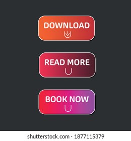 Vector modern material style buttons set