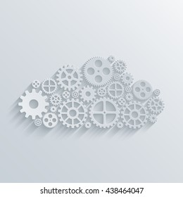 vector modern mechanism computing cloud concept. Technology gears background