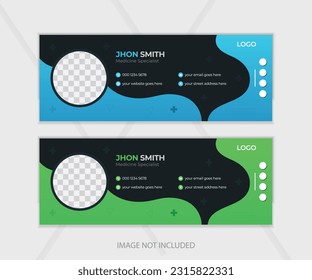 Vector modern medical healthcare services email signature email footer design template