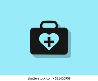 Vector modern medical kit icon with long shadow effect