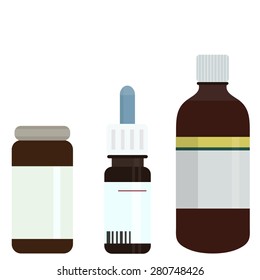 Vector modern medicine bottles set on white background