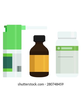 Vector modern medicine bottles set on white background