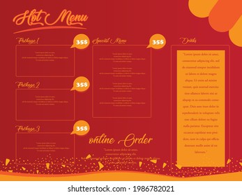 vector of ,modern menu restaurant on red and yellow color