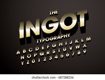 Vector de letra y alfabeto metálico moderno