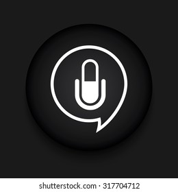 Vector modern microphone black circle icon with shadow