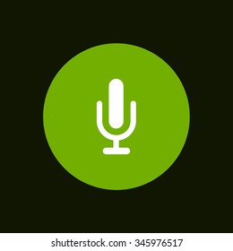 Vector modern microphone icon in green circle on dark background
