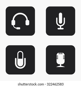 Vector modern microphone icons set on white background