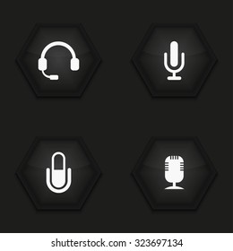 Vector modern microphone icons set on  background