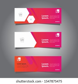 Vector modern minimalist abstract design banner web template pink orange.