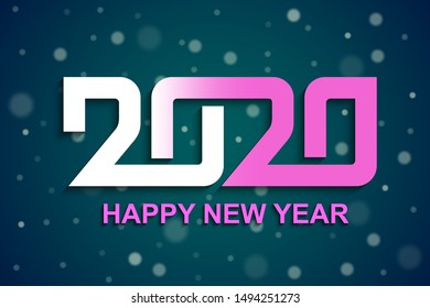 Vector modern minimalist Happy new year card for 2020 Year. 2020 a Happy New Year greetings. Jubilee or birthday logotype. Multi colored illustration. Vector illustration