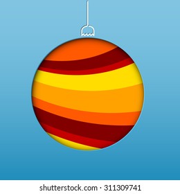 Vector modern minimalistic card with simple christmas decoration (bauble)