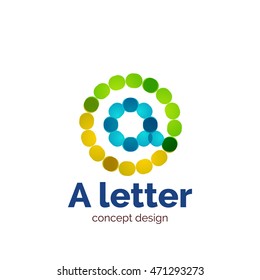 Vector modern minimalistic dotted letter concept logo template, abstract business icon