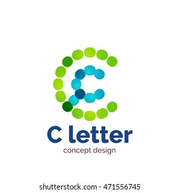 Vector modern minimalistic dotted letter concept logo template, abstract business icon