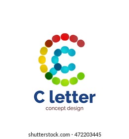 Vector modern minimalistic dotted letter concept logo template, abstract business icon