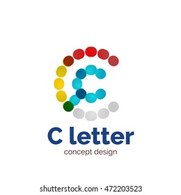 Vector modern minimalistic dotted letter concept logo template, abstract business icon