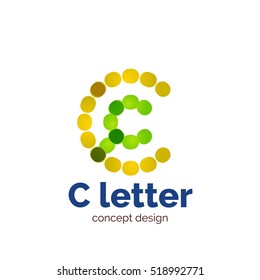 Vector modern minimalistic dotted letter concept logo template, abstract business icon