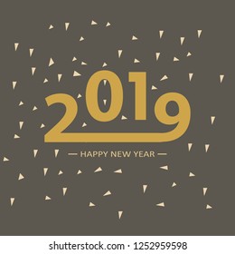 Vector modern minimalistic Happy new year card for 2019
