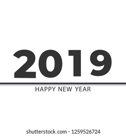 Vector modern minimalistic Happy new year card for 2019