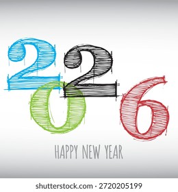 Vector moderno minimalista Tarjeta de feliz año nuevo para 2026 con los principales números grandes - versión ligera