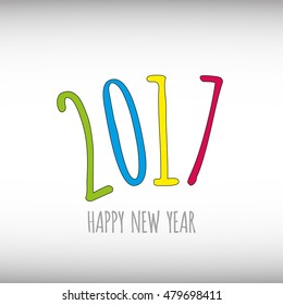 Vector modern minimalistic Happy new year card for 2017 with main big numbers - light version