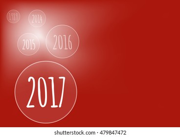 Vector modern minimalistic Happy New Year (2017) red celebration card with bubbles - red styled version, eps stock image.