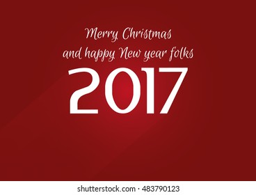 Vector modern minimalistic Happy New Year (2017) vintage red celebration card - vintage red styled version, eps stock image.