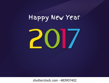 Vector modern minimalistic Happy New Year (2017) vintage blue celebration card - vintage blue styled version, eps stock image.