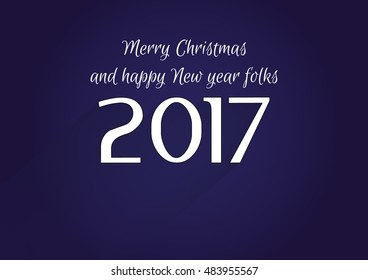 Vector modern minimalistic Happy New Year (2017) vintage blue celebration card - vintage blue styled version, eps stock image.