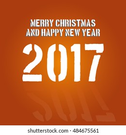 Vector modern minimalistic Happy new year card for 2017 with main big numbers - orange version