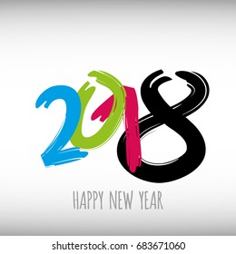 Vector modern minimalistic Happy new year card for 2018 with main big numbers