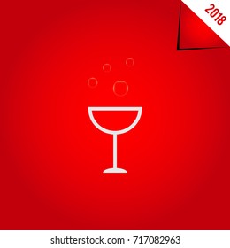 Vector modern minimalistic Happy New Year (2018) vintage red celebration card - vintage red styled version,eps stock image.