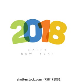 Vector Modern minimalistic Happy new year card (2018) with a big numbers and flat overlay effect