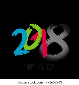 Vector modern minimalistic Happy new year card for 2018 with main big numbers - dark version.