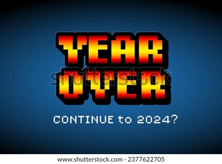 Vector Modern minimalistic Happy new year card 2024 for computer game players. Funny Christmas happy new year card for geeks and computer game players