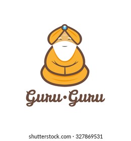 Vector Modern Minimalistic Meditating Old Guru Logo