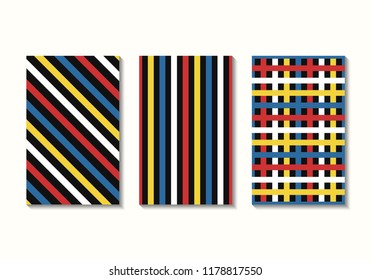 vector modern mondrian art lines pattern background collection for brochure banner and publication