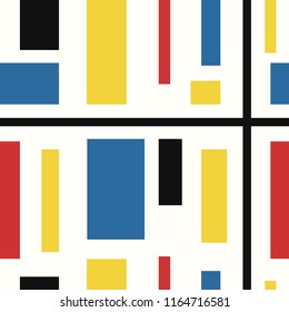 vector modern mondrian art style seamless pattern on cream