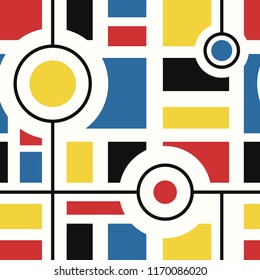 vector modern mondrian art style seamless pattern on white