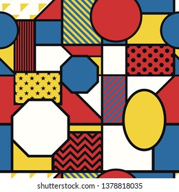 vector modern mondrian art style seamless pattern