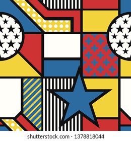 vector modern mondrian art style seamless pattern