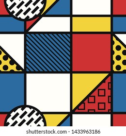 vector modern mondrian art style seamless pattern